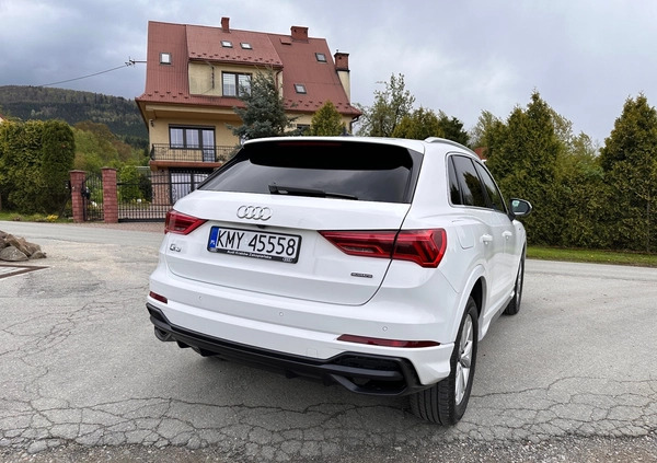 Audi Q3 cena 143000 przebieg: 18542, rok produkcji 2021 z Myślenice małe 781